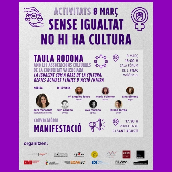 TAULA RODONA. SENSE IGUALTAT NO HI HA CULTURA. La Igualtat com a base de la cultura: Reptes Actuals i Línies d'Acció futura
